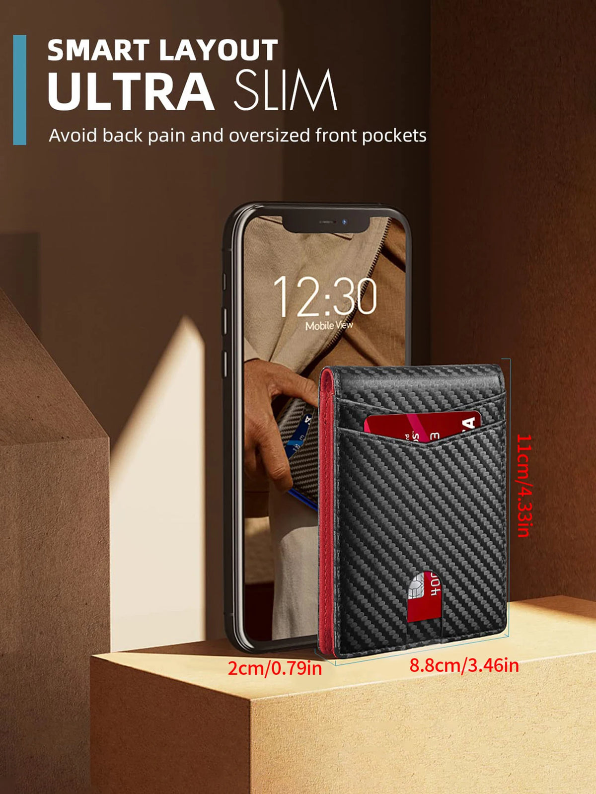 Slim Carbon Fiber Trifold Wallet with RFID Protection
