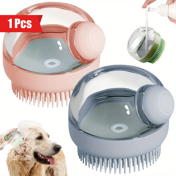 Brosse de bain en silicone pour animaux avec distributeur de savon