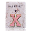 Embroidered Letter Passport Holder with Card Pocket