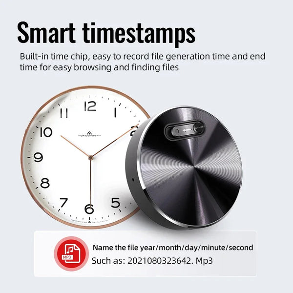 Compact Voice-Activated Recorder with Built-in Magnet