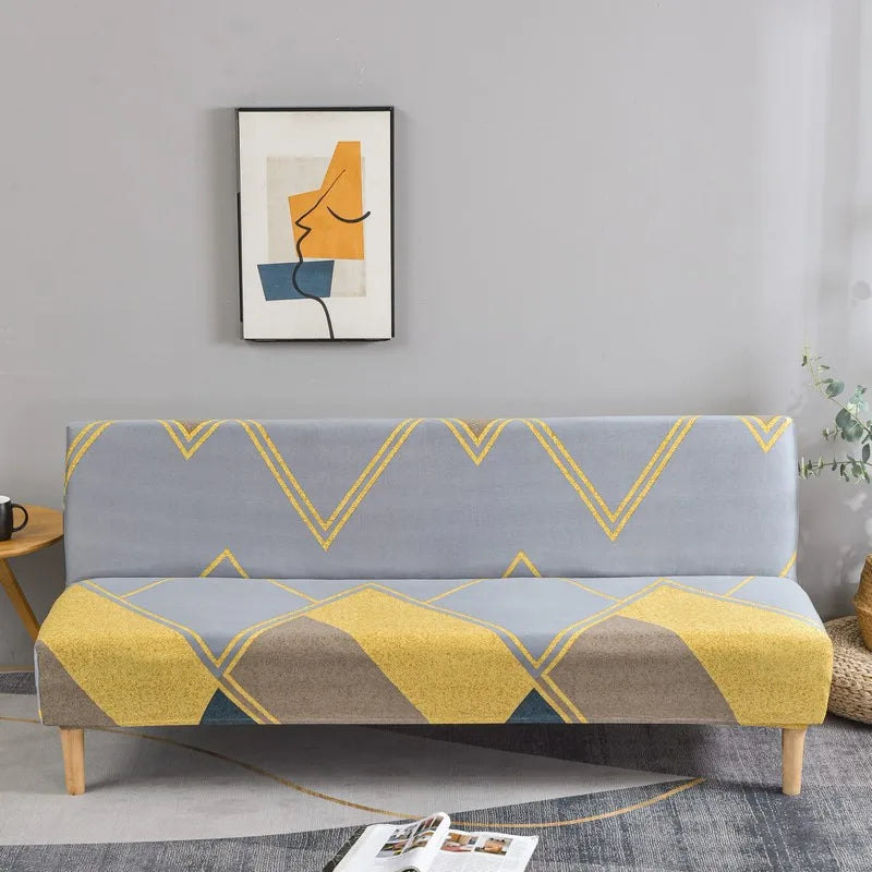 Stretchable Sofa Cover with Geometric Pattern for Futon Seats