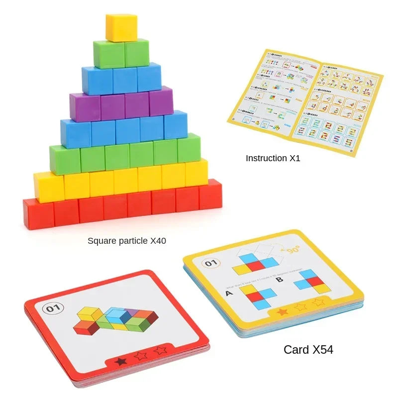 Montessori Rainbow Stacking Blocks for Kids | Spatial Thinking & Math Learning Toy