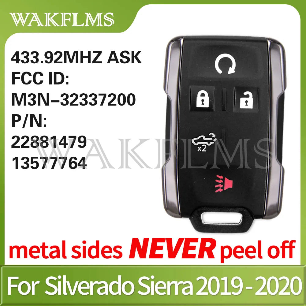 Black remote key fob for Silverado Sierra 2019-2020 truck