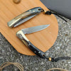 VG10 Damascus Steel Folding Knife with Water Buffalo Horn Handle