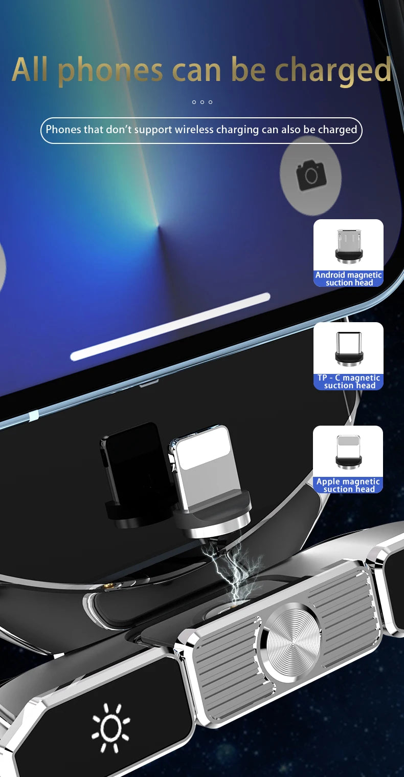 150W Magnetic Wireless Car Charger Mount with Auto-Clamping Cradle