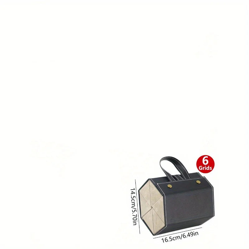Black foldable multi-slot sunglasses organizer case with a hexagonal design