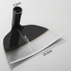 A black stainless steel garden hoe with a handle measuring 3.2cm and a blade measuring 16.5cm.