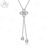 Elegant Clover Pendant Necklace with Lab-Created Gemstone