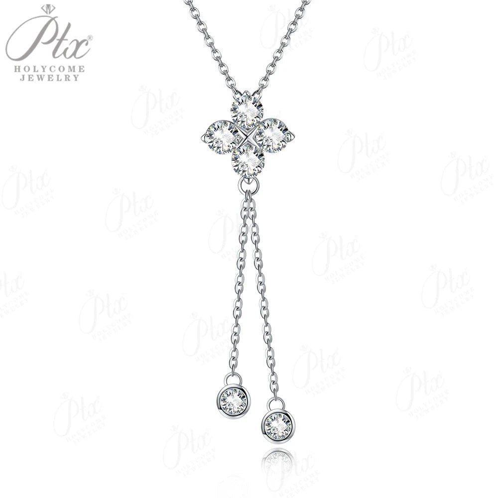 Collier pendentif élégant en argent avec des gemmes créées en laboratoire.