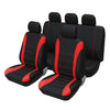 Four black memory foam seat cushions with red accents shown side by side