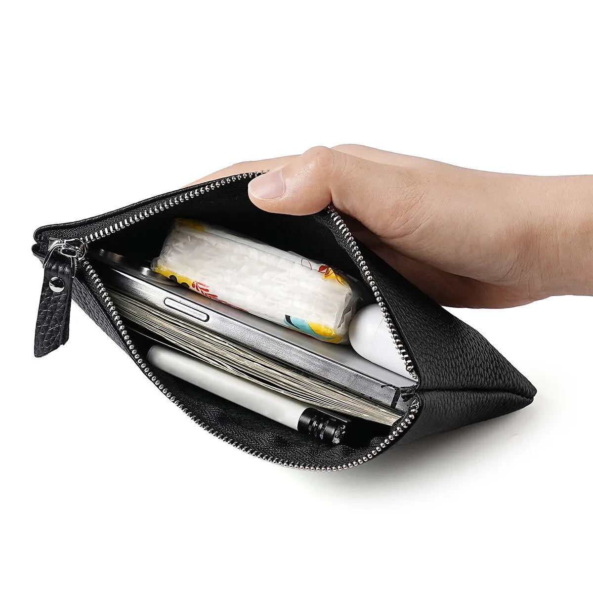 Genuine Leather Wristlet Clutch Wallet with Phone Pocket