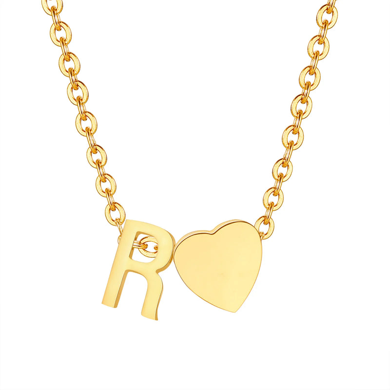 Dainty Heart Initial Necklace