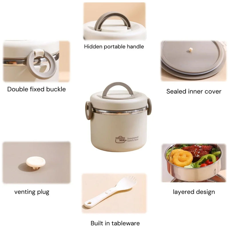 Insulated 304 Stainless Steel Lunch Box with Carry Bag