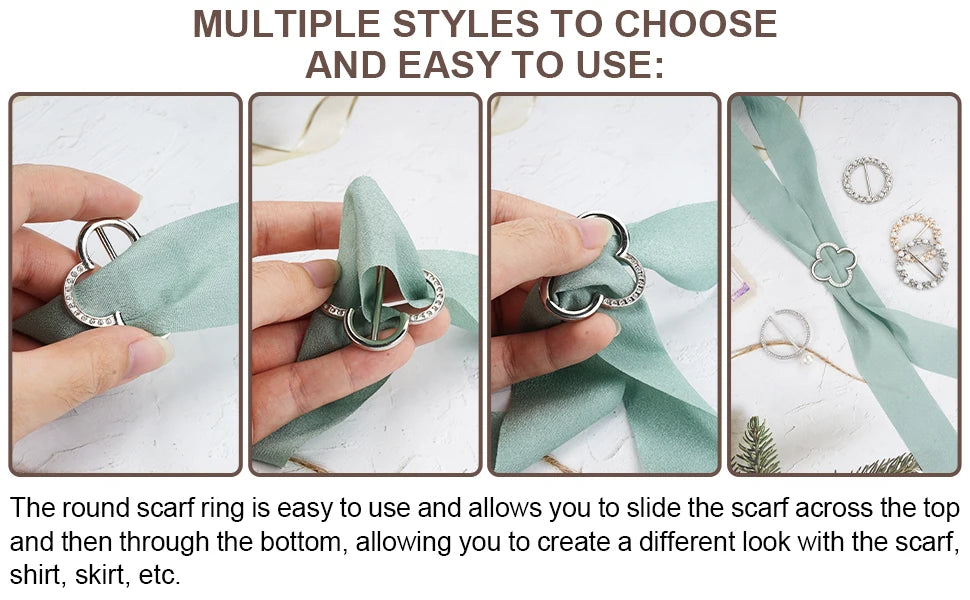 Crystal Rhinestone Scarf Ring Clip for Shirts and Scarves