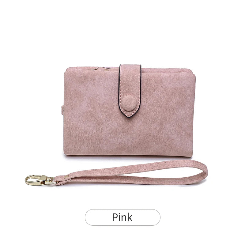 Compact Frosted Tri-Fold Wallet for Women