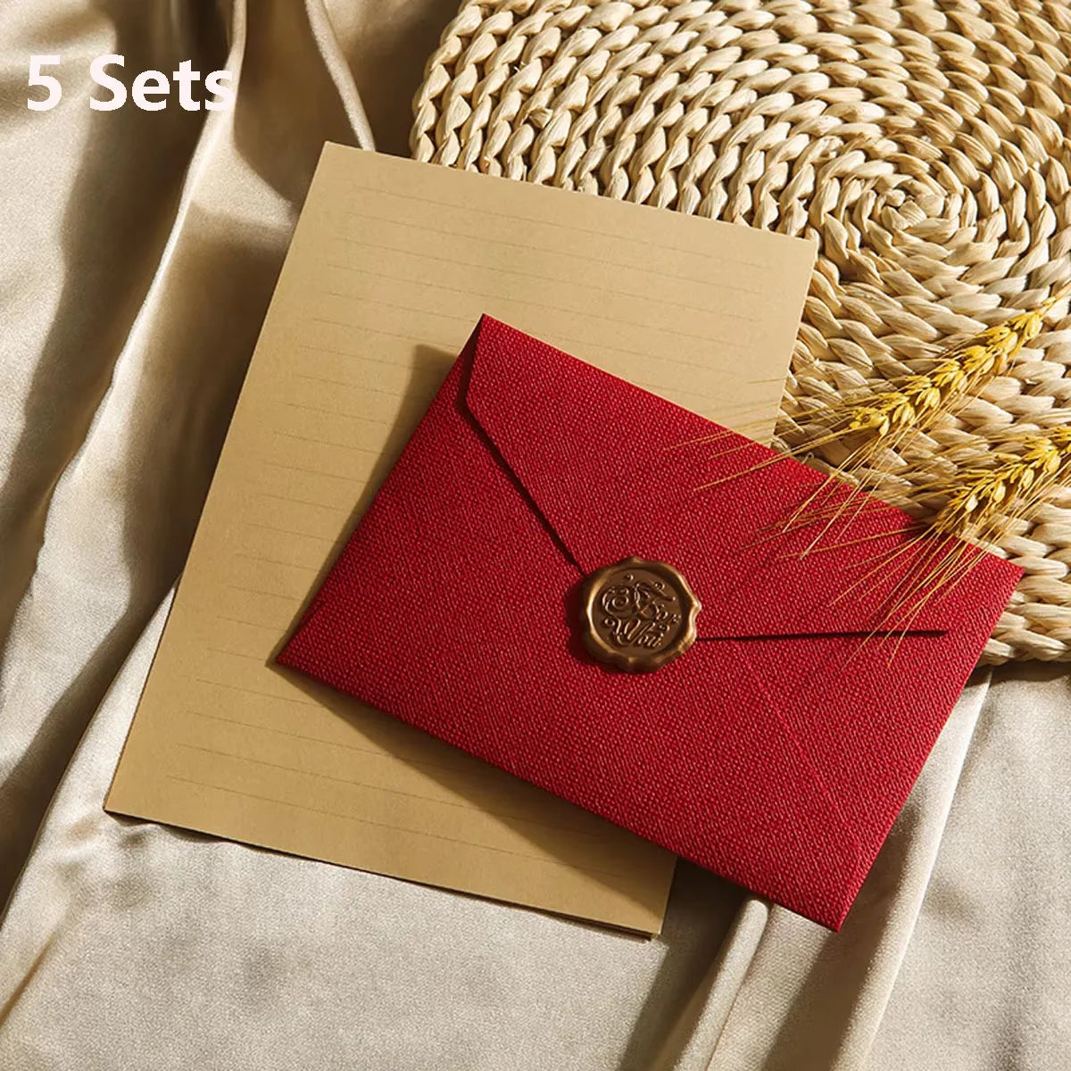 Premium Linen Stationery Set with Wax Seal Kit