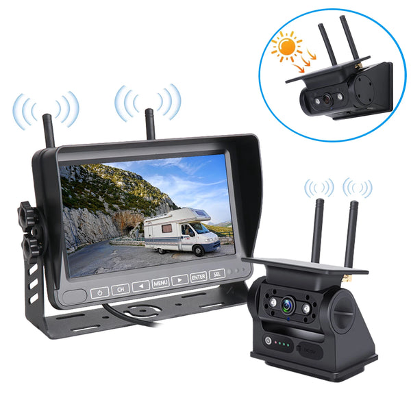 Solar-Powered Wireless Backup Camera with 7" Monitor