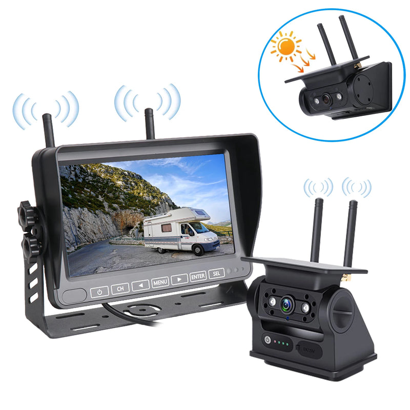 Solar-Powered Wireless Backup Camera with 7" Monitor