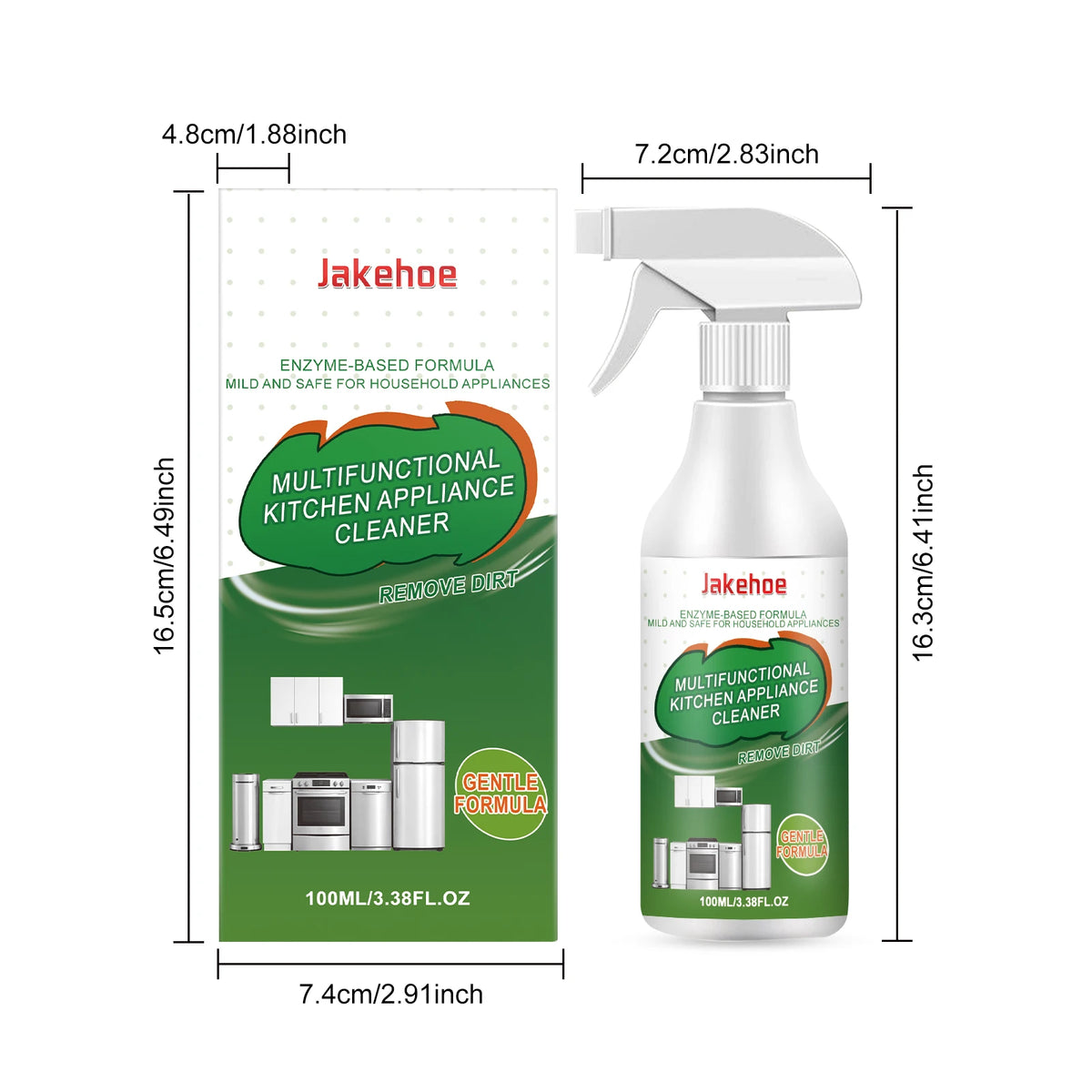 Un produit nettoyant pour cuisine à base d'enzymes Jakehoe avec distributeur à pompe.