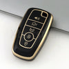 Black and gold TPU car key fob cover case with multiple buttons for Ford vehicles