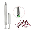 A set of precision 4-claw pick-up tools for jewelry making and crafting, including a long pick and a tapered tool with green 
