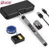 A black cordless USB soldering iron with an adjustable temperature display and screwdriver tip.