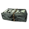 A stack of US one dollar bills shown in a print style.