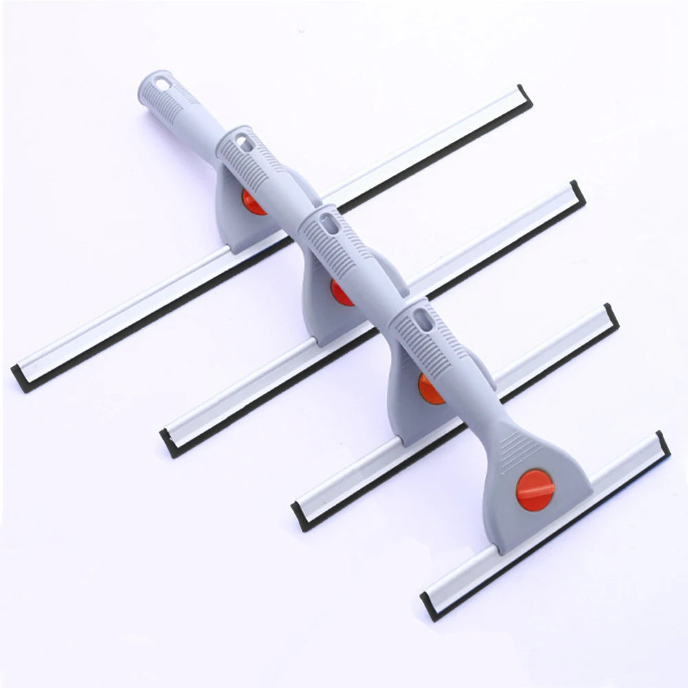 A gray multi-purpose glass cleaning squeegee with a silicone blade shown diagonally on a white background.