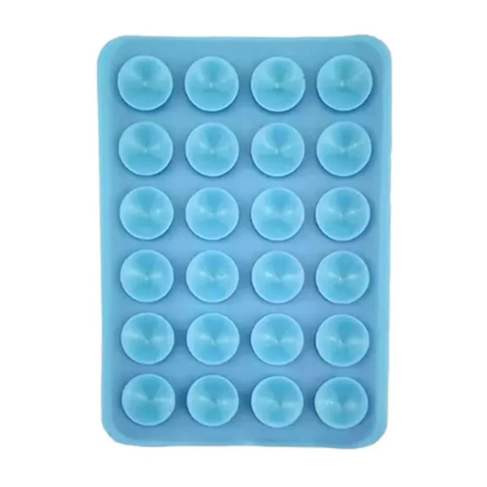 A silicone suction cup phone mount with multiple holes for hands-free viewing.