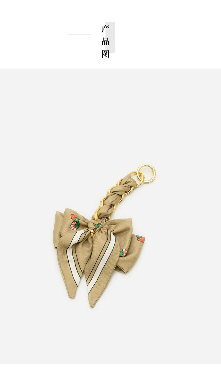 Elegant Bow Chain Bag Strap with Hanging Charm