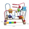 A wooden bead maze roller coaster toy featuring colorful beads and a counter mechanism.