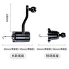 A black universal gravity car phone holder with a hook clip, shown in various lengths.