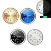 A set of mini car vent quartz clocks showing different time displays and night mode.