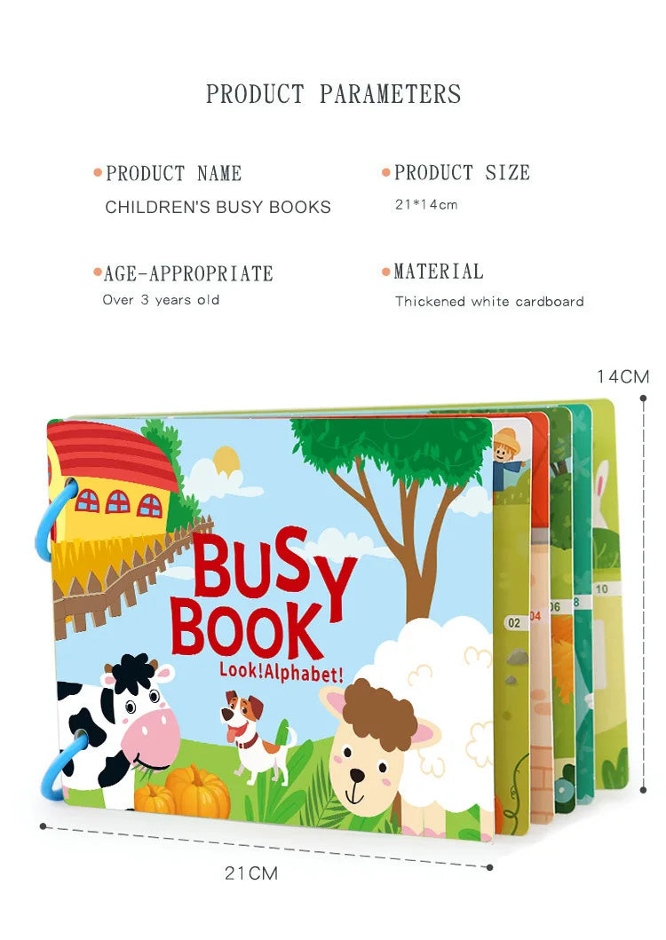 Montessori Busy Book for Toddlers – Reusable Sticker & Velcro Learning Activities
