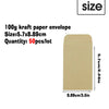 A single 100g kraft paper envelope measuring 5.7x8.89 cm is shown.