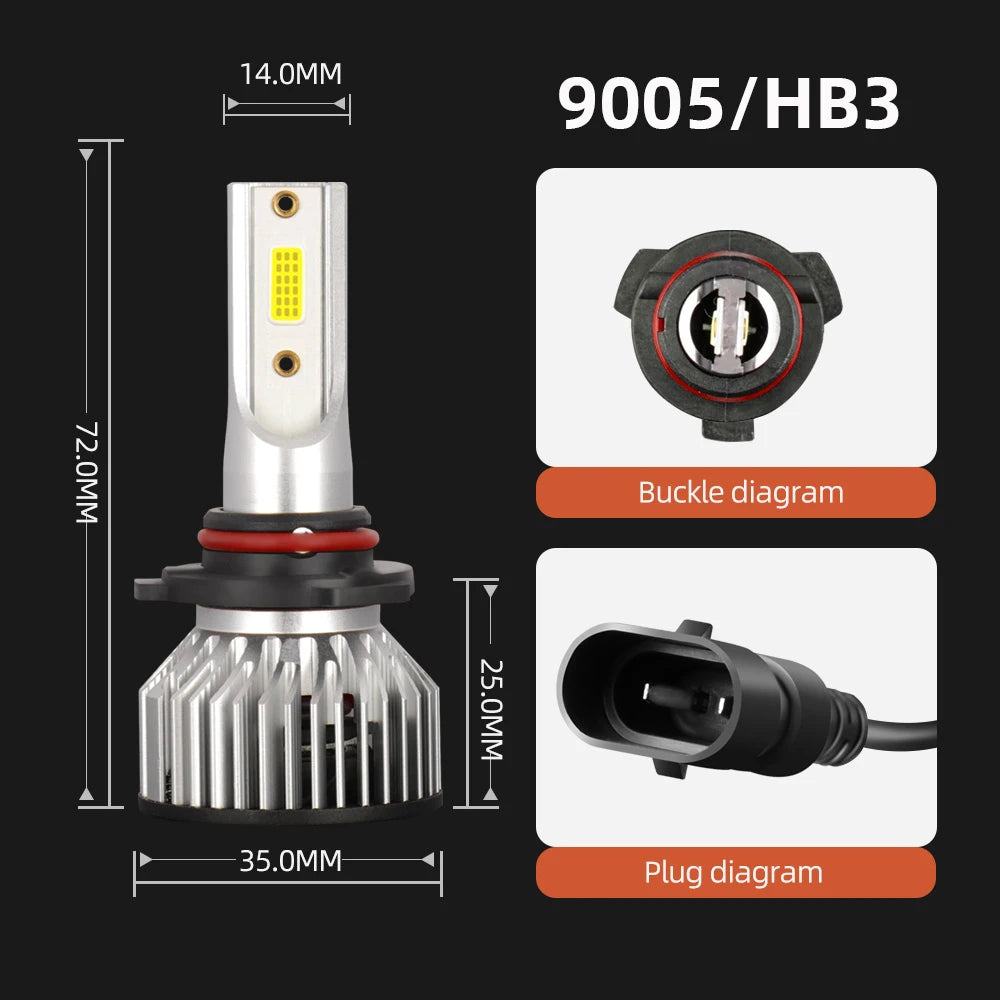 Ultra-Bright LED Headlight Bulbs with Cooling Fan (6000K)