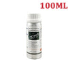 A bottle of 100ml repairing liquid for headlight renovation with a white cap.
