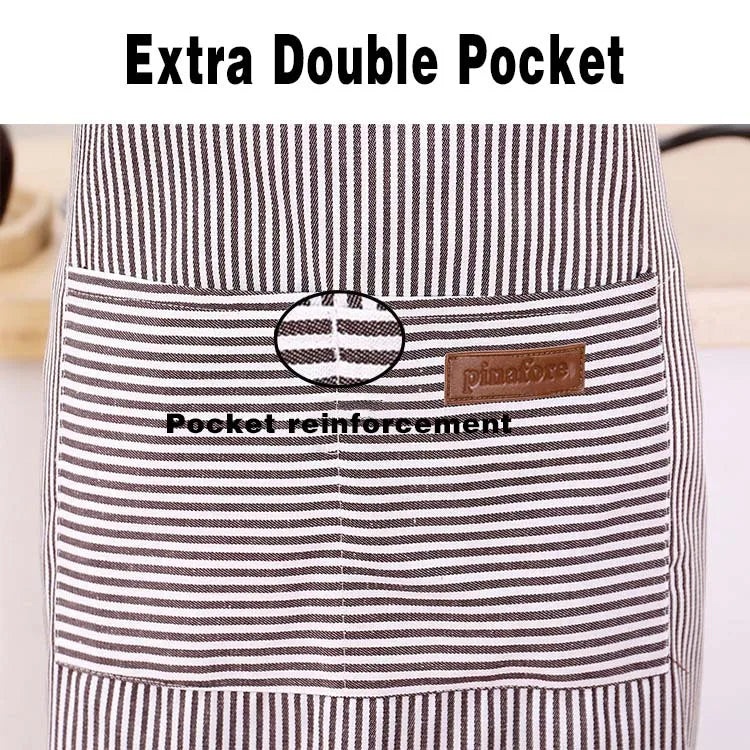 Striped Kitchen & Work Apron with Adjustable Neck Strap