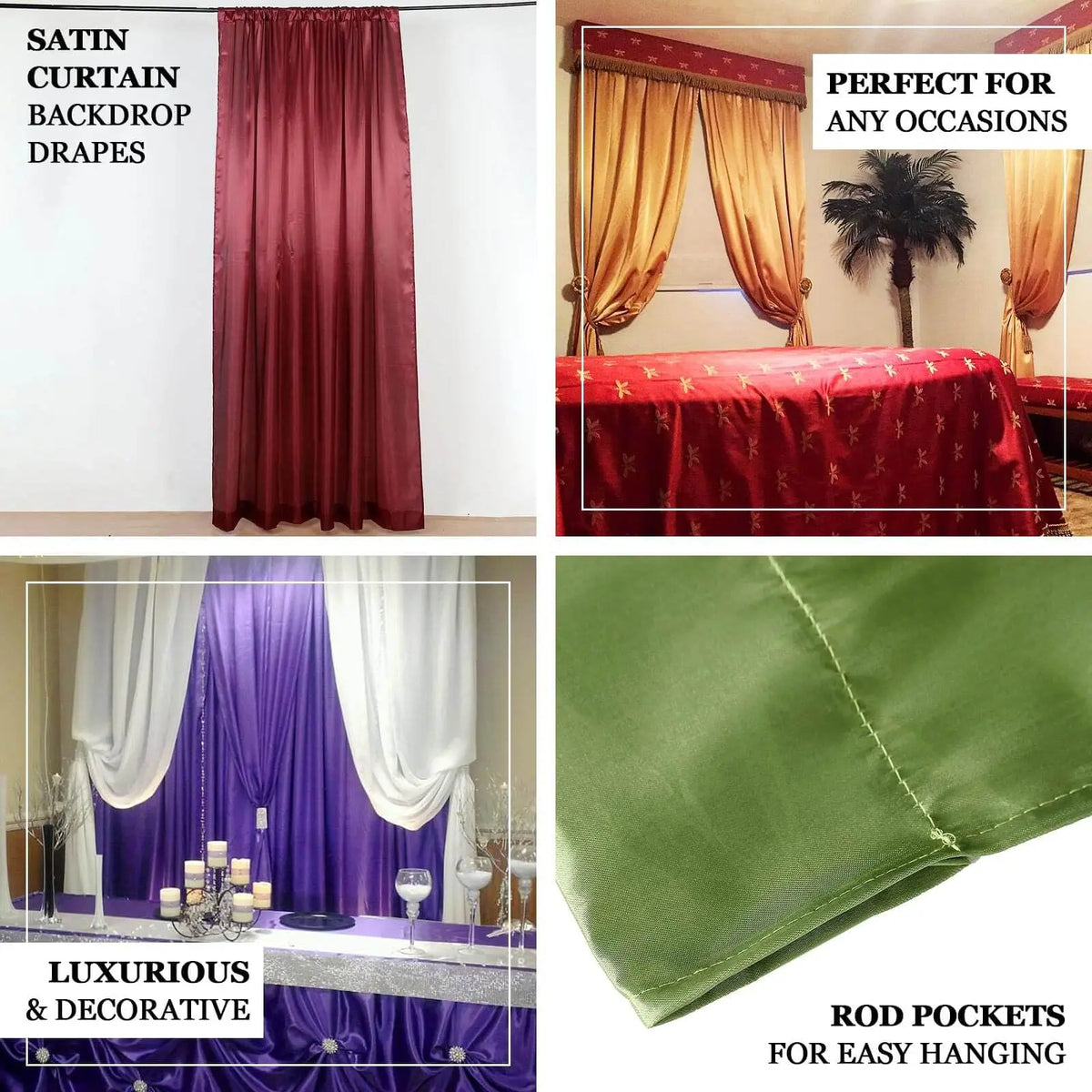 Shimmering Satin Backdrop Curtain Panels