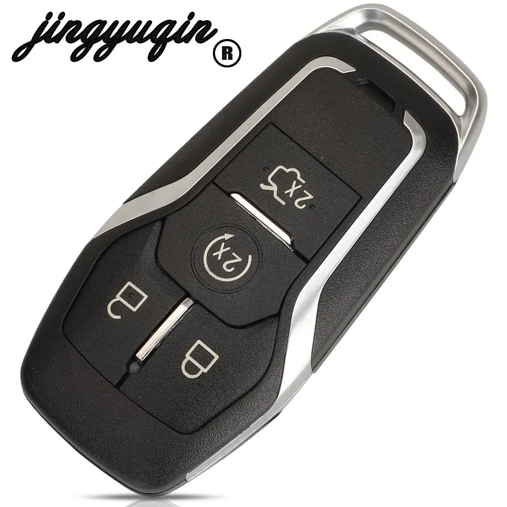 A black Ford smart key replacement shell with a silver blade and various key cutouts.