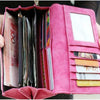 Women's RFID-Blocking Nubuck Leather Long Wallet with Multiple Card Slots