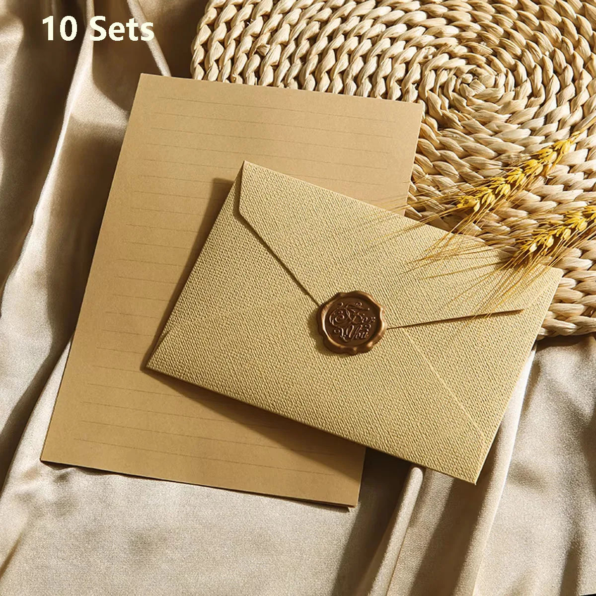 Premium Linen Stationery Set with Wax Seal Kit