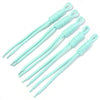 A set of light blue braided nylon lanyards with attached keychains.