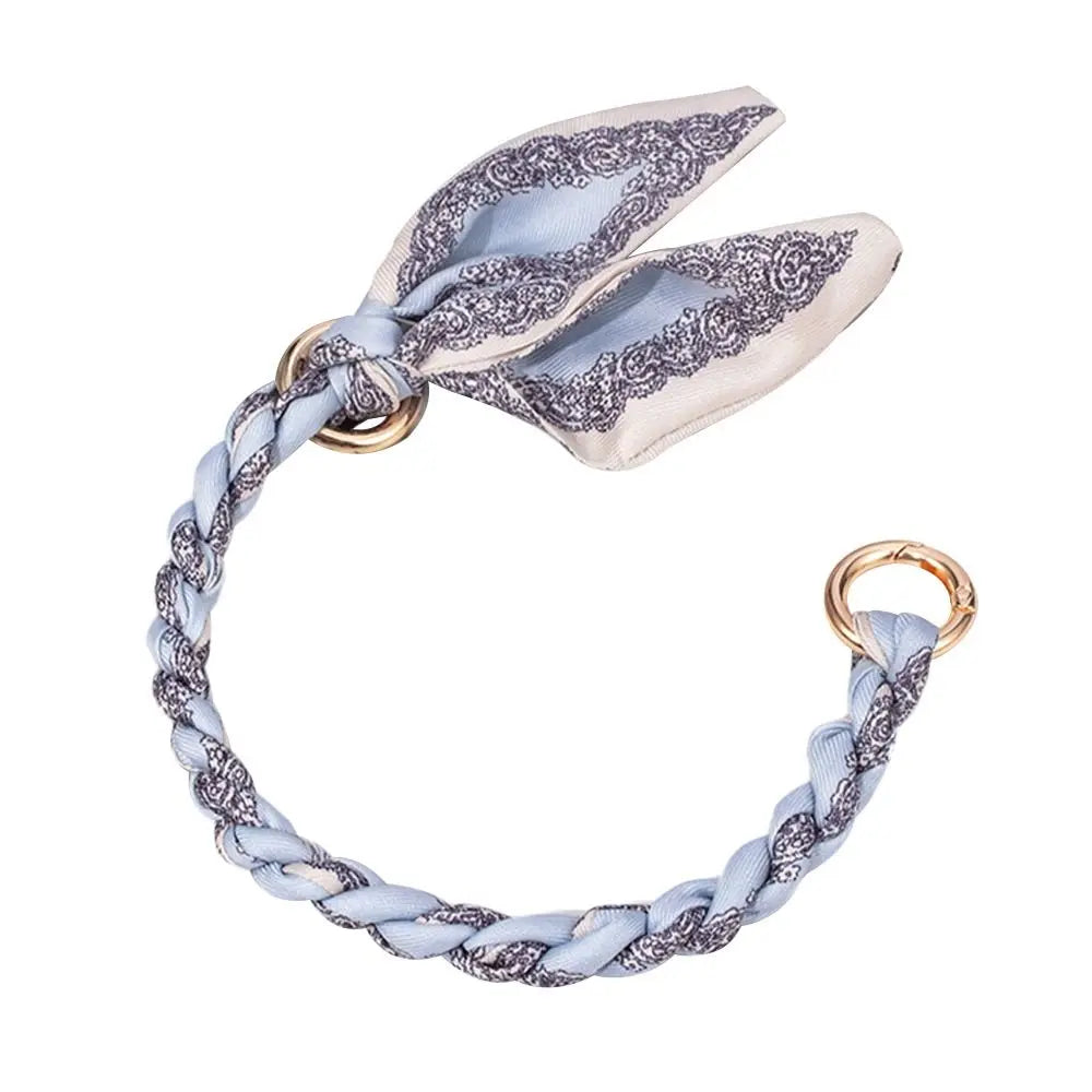 Decorative Silk Scarf Bag Chain with Detachable Bow