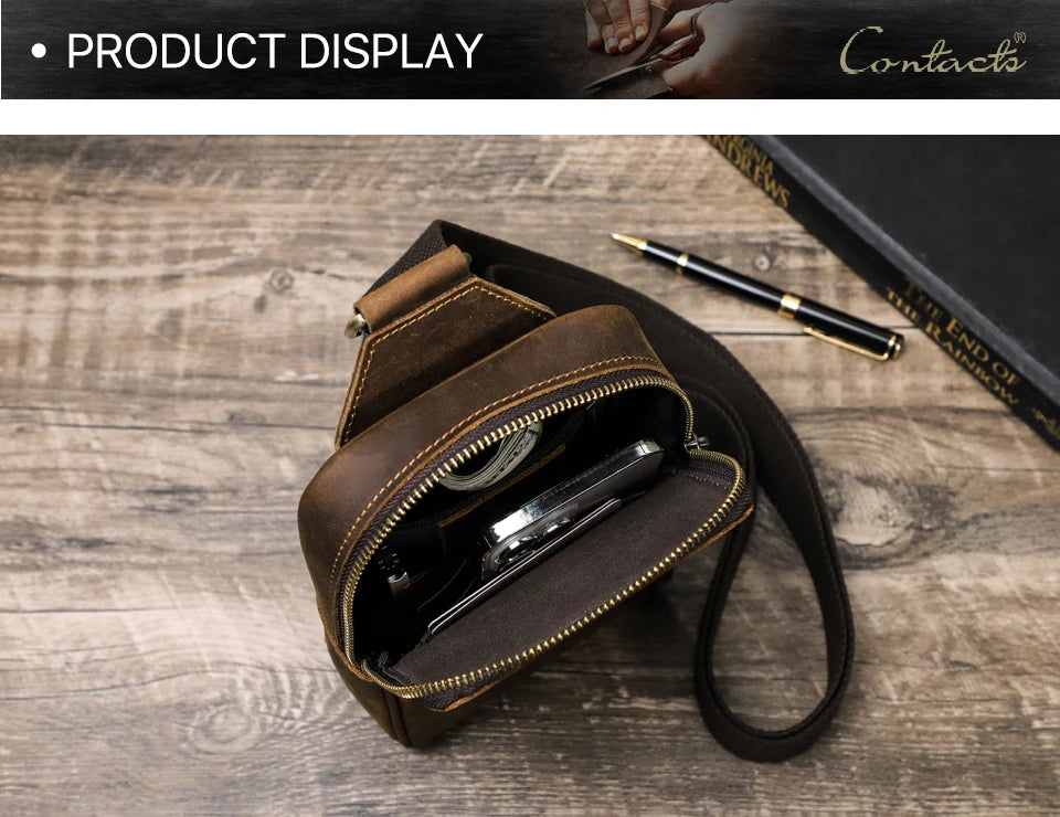 Genuine Leather Crossbody Sling Bag for Men