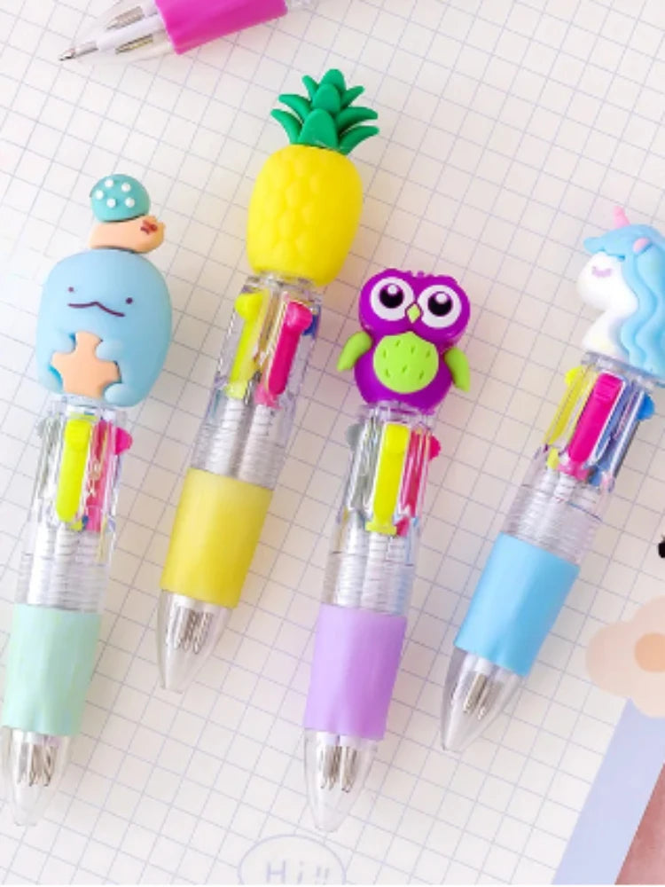 Kawaii 4-Color Retractable Ballpoint Pens (Set of 10/15/20)