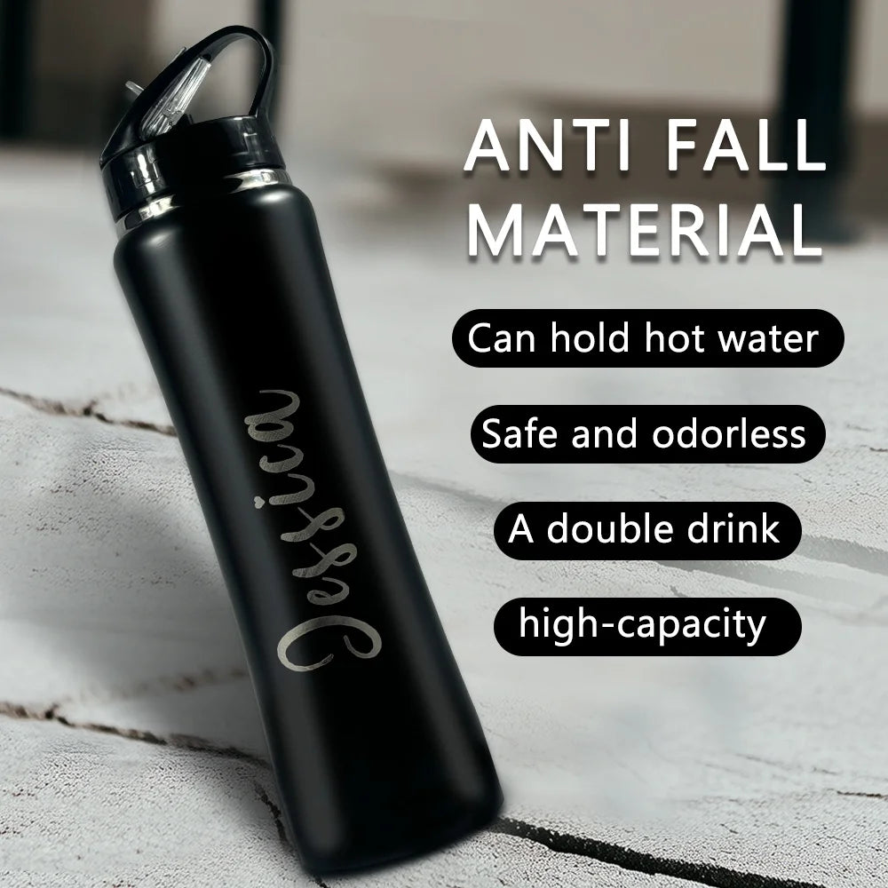 Personalized Engraved Stainless Steel Water Bottle with Straw
