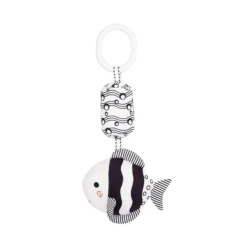 High-Contrast Baby Rattle Plush Toy for Stroller and Crib