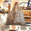 Leopard Print Foldable Shopping Tote – Large Capacity Reusable Bag