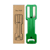 A green magnetic wall-mounted organizer for spray cans, shown next to its cardboard packaging.